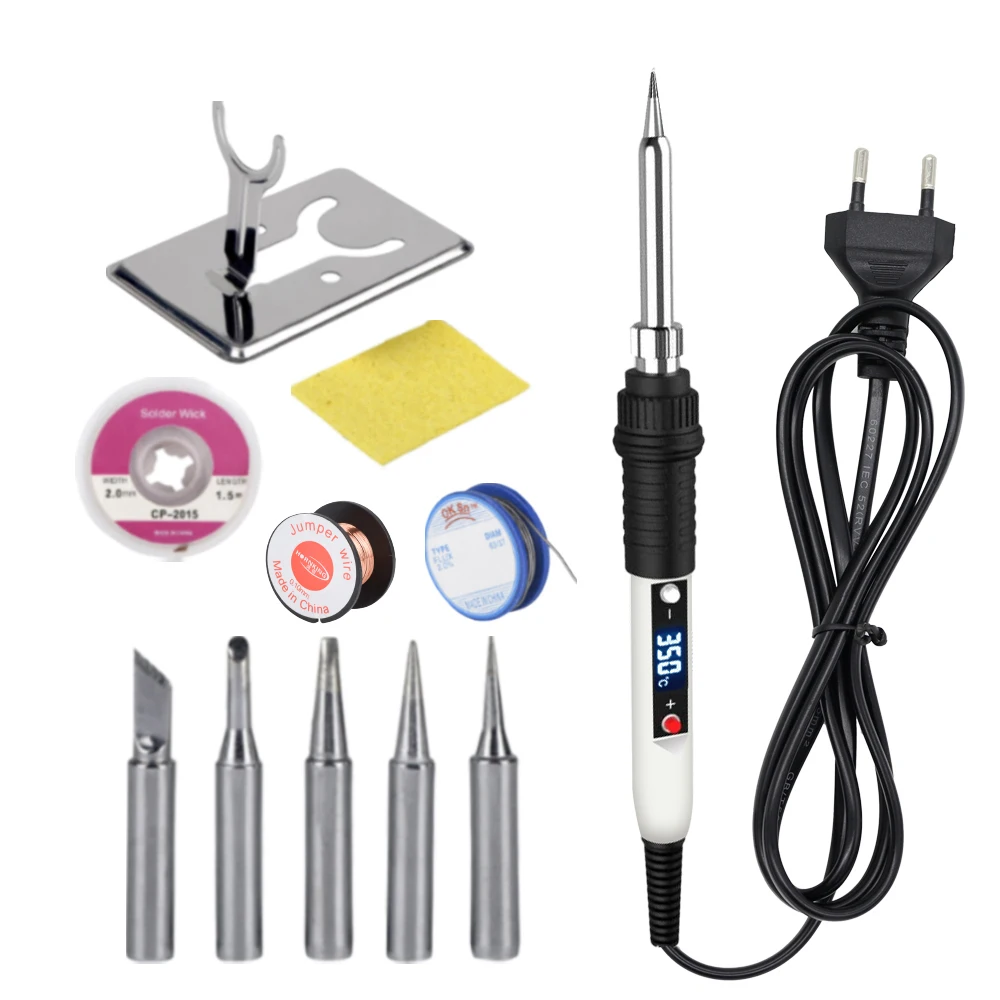 

JCD 80W Digital Electric Soldering Iron Kit Adjustable Temperature 110V 220V Welding Tools Ceramic Heater Soldering Tips Rework