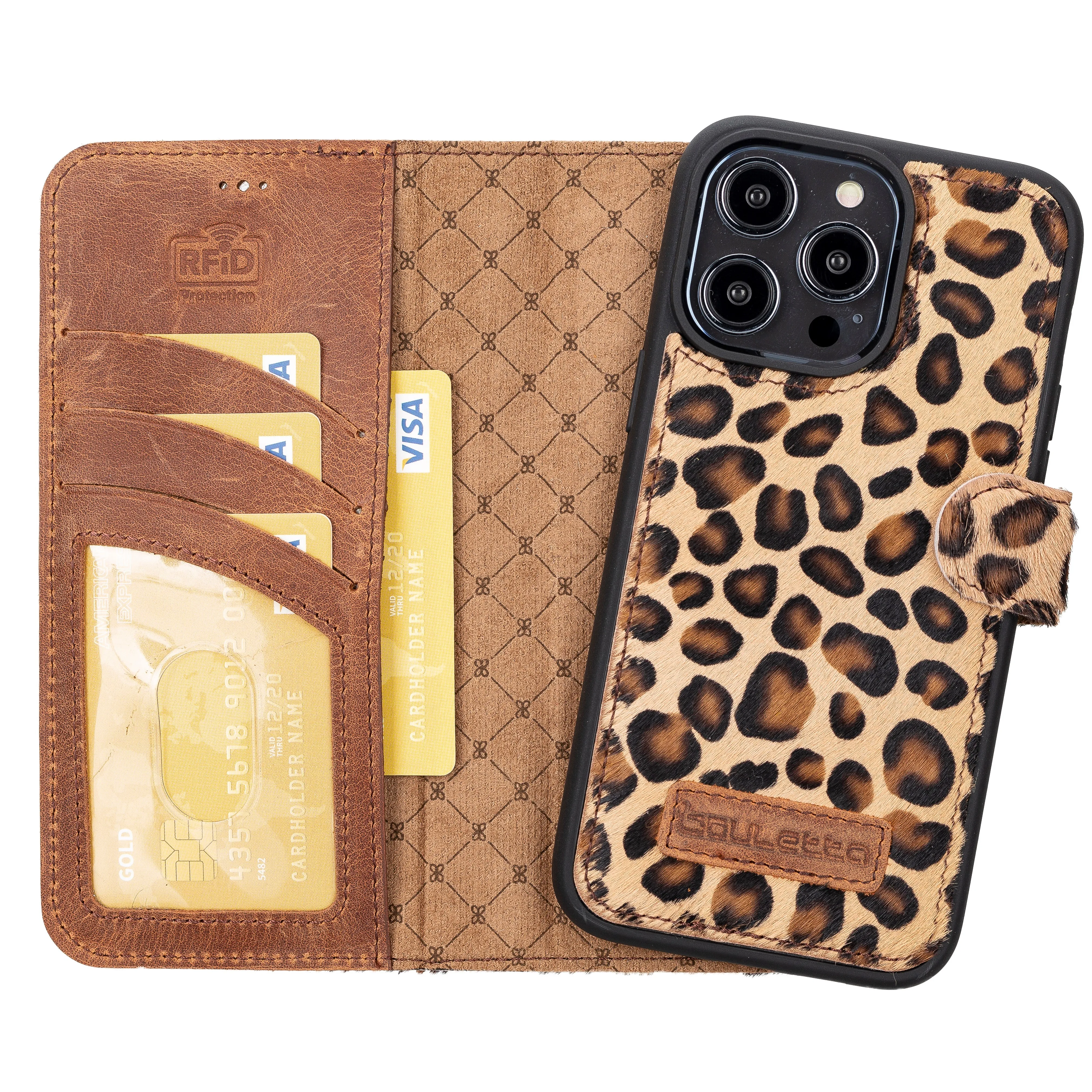 

BOULETTA MW Genuine Leather Handmade Wallet Phone Case for iPhone 14 Pro Max 6.7" with RFID Protection