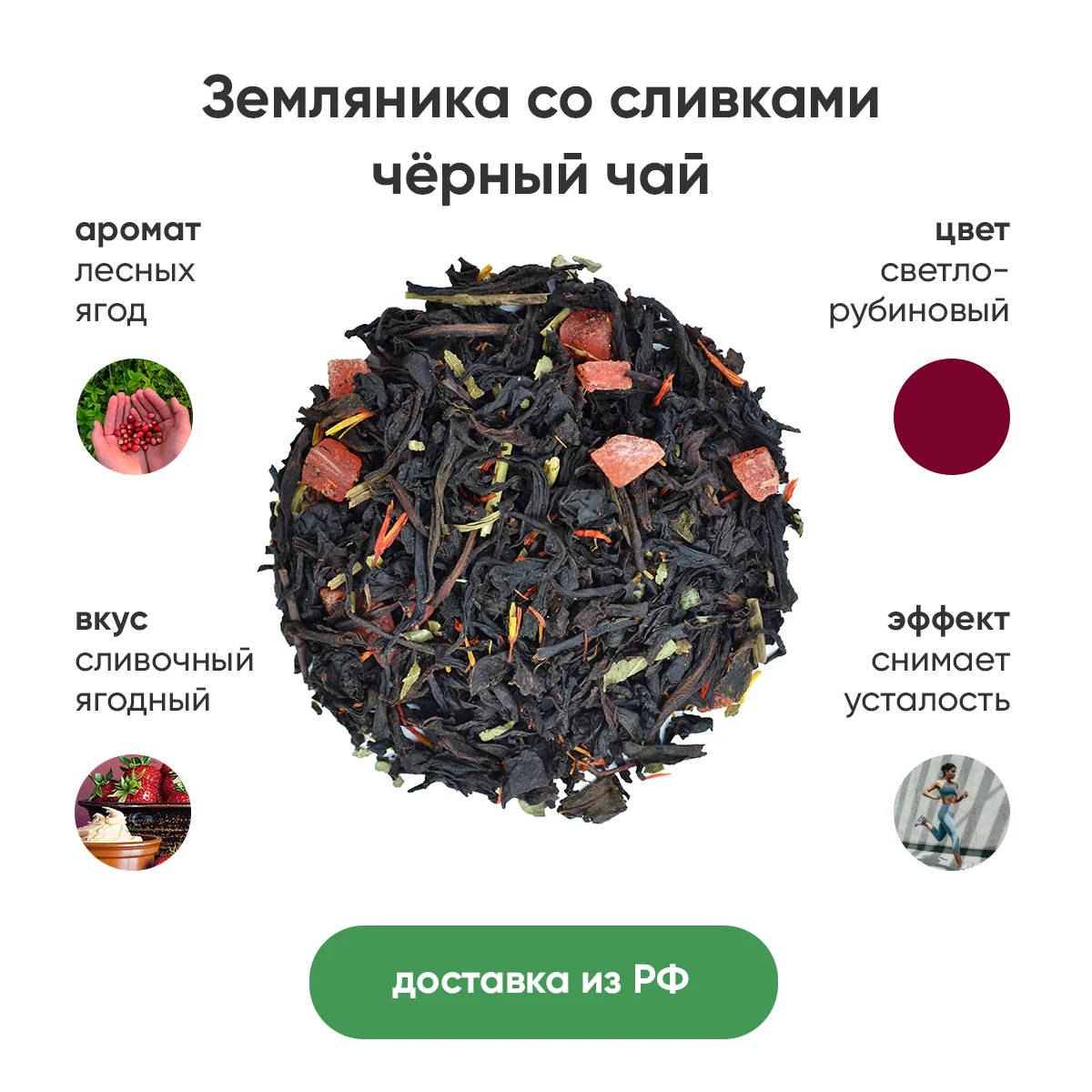Черный чай "Земляника со сливками"