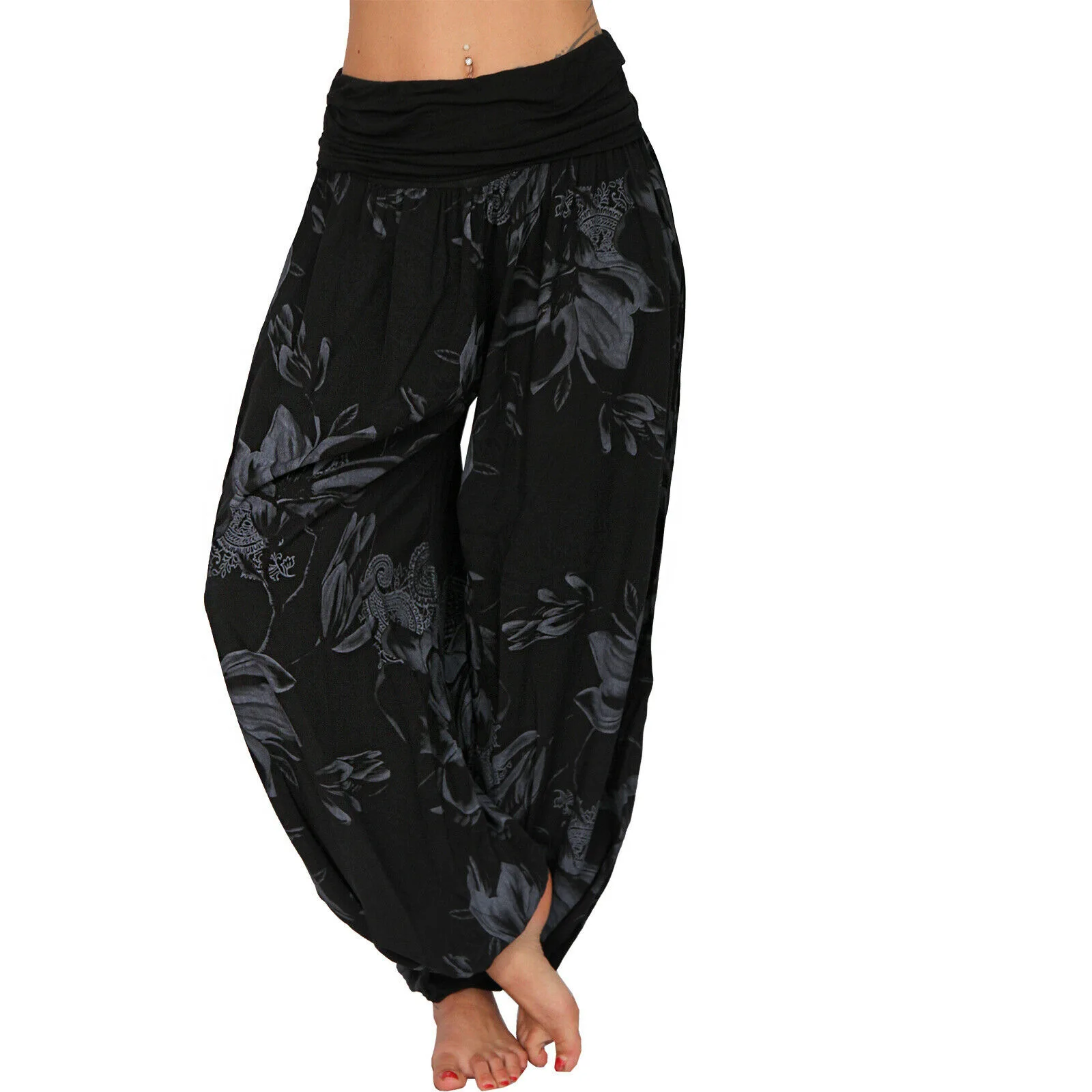 Women's Harem Pants Printed Loose Casual Wide Leg Baggy Fashionable Aesthetic Retro Cargo Jogger Parachute Pants Female Clothing - 3