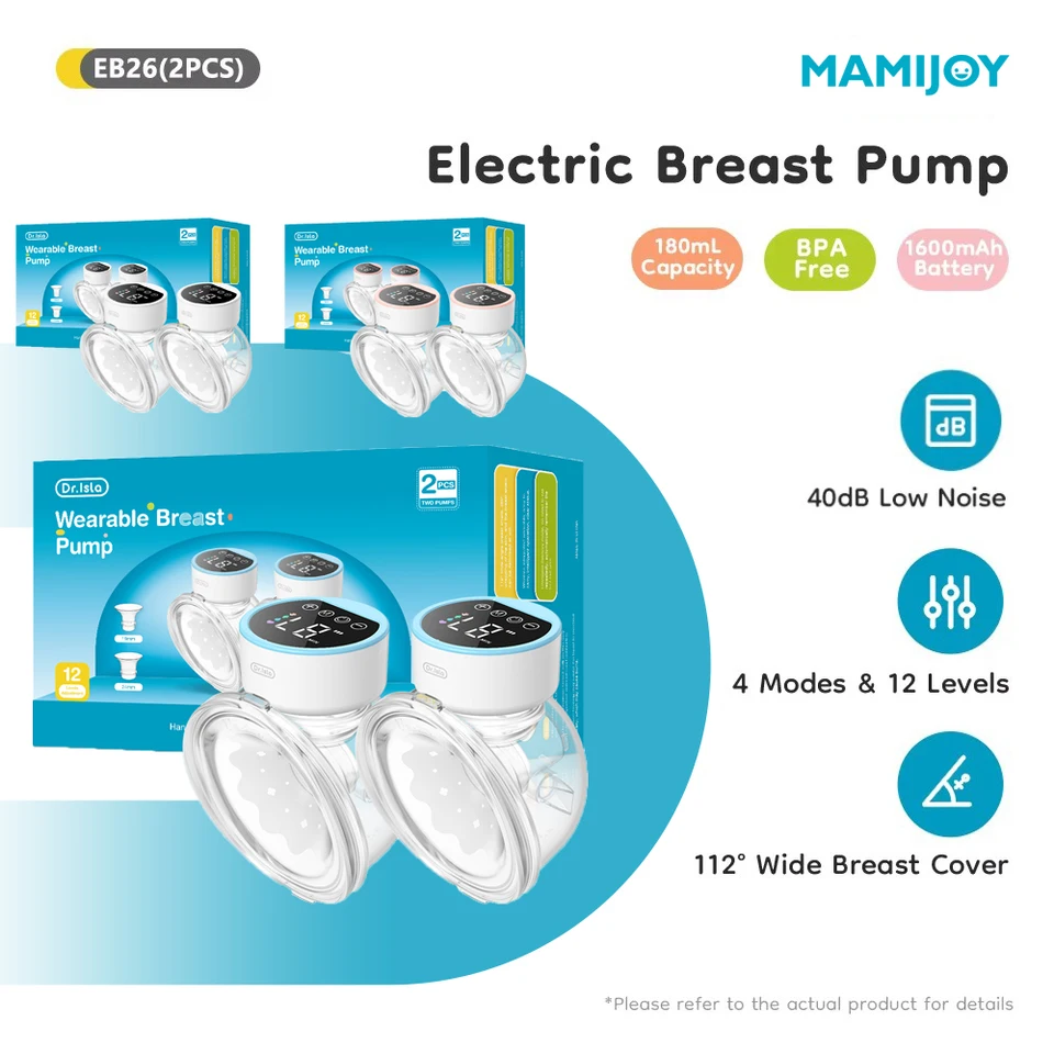 MAMIJOY Lot de 2 tire-laits électriques portables, 4 modes et 12 niveaux, silencieux (40 dB), téterelle 19/24 mm DEB26D_voghion.com