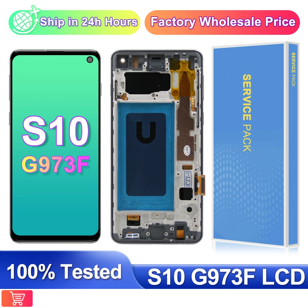 Сменный сенсорный экран TFT для Samsung Galaxy S10, ЖК-дисплей G973F, G973U, дигитайзер с рамкой для Samsung S10