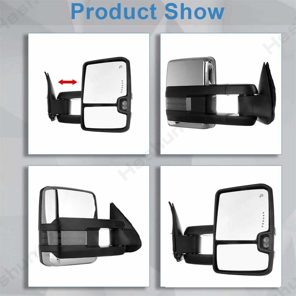 Pair Of Power Towing Side Mirrors For 1988-98 Chevy/GMC C/K & 92-99 Suburban – Black
