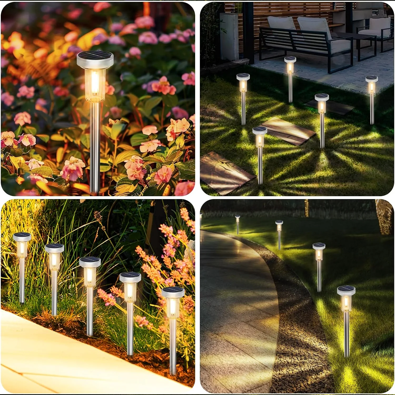 Solar Lawn Lights Outdoor Waterproof Warm White for Landscape Passage Courtyards Gardens