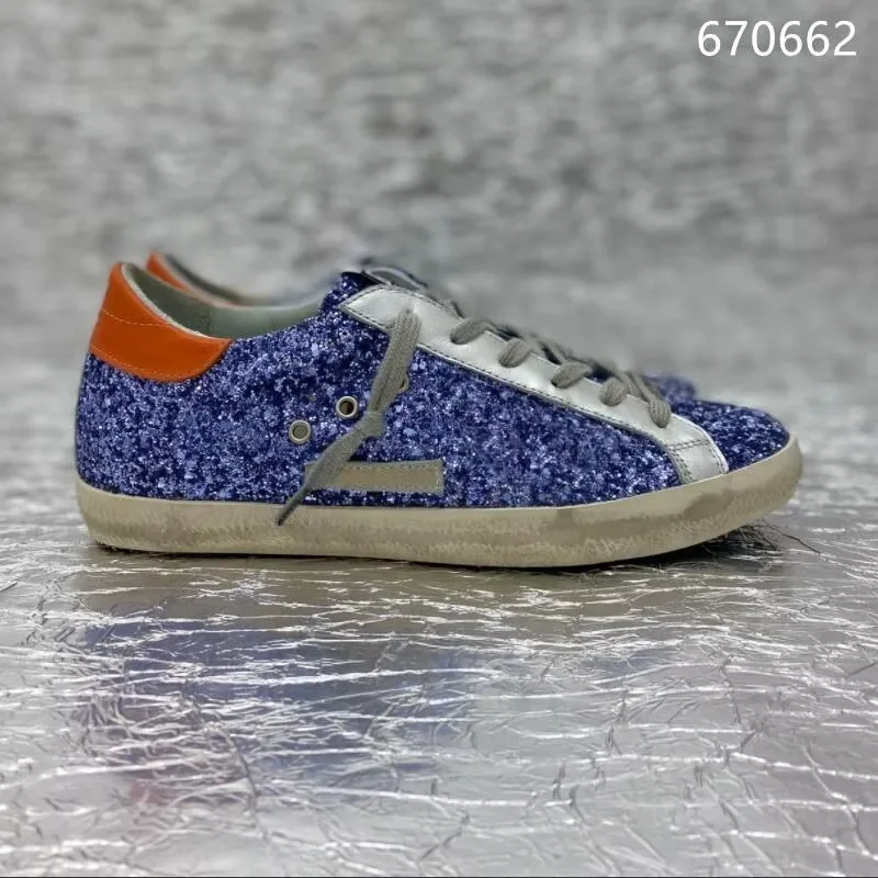Classical GOLDEN Shoes Designer Women's GOOSE Sneakers Gold Silver Glitter Leopard Leather Graffiti Style Shoe 3