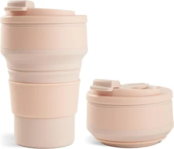 Collapsible Silicone Travel Cup with Lid - Portable and Reusable Drinking Cup for Camping, Hiking, and Outdoor Activities