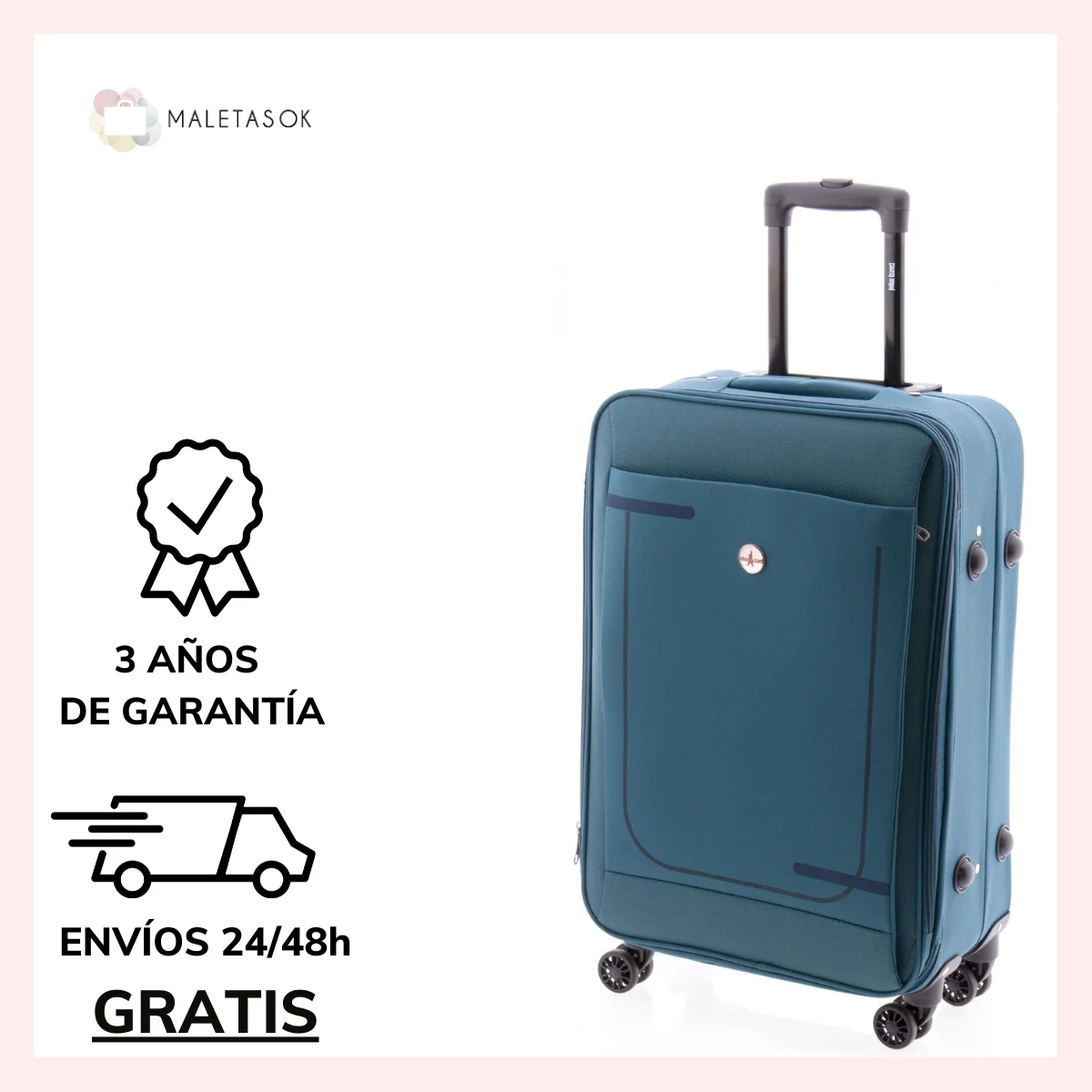 Maleta mediana semirigida en poliester de la marca John Travel, colección VINIL 7711, con cuatro ruedas dobles, capacidad de litros, expansible a 63 litros, y 66 cm de alto| | - AliExpress