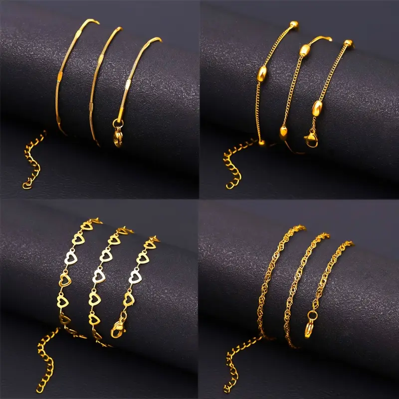 4Pcs High-Quality 18K Gold-Plated Adjustable Fashionable Stainless Steel Necklace Set – Stylish, Lightweight, Suitable for Street Wear, Travel, Outdoor Activities, and Parties, Is the Perfect Jewelry Gift for Holidays and Graduation Season, Versatile Women's Fashion Necklace - Image 5