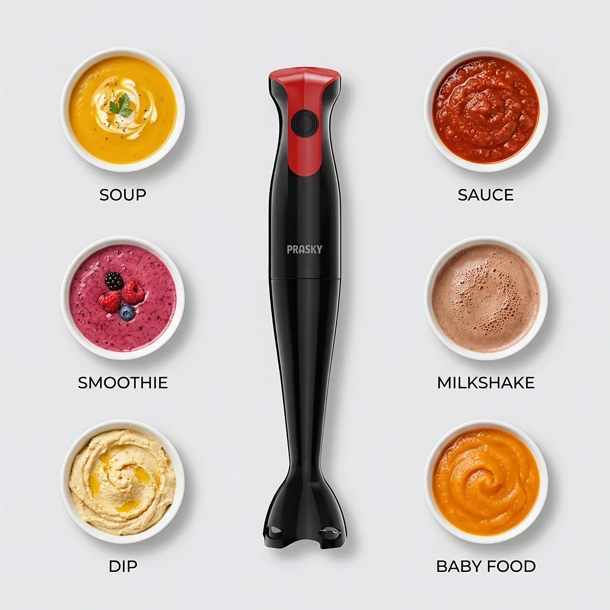 Immersion Hand Blender Electric Handheld Mixer Portable Stick Mixer Stainless Steel Blades for Smoothie Soup Puree Baby Food 2