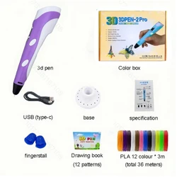 Creative 3D Printing Pen DIY Fun Kit - The Ultimate Holiday Gift Choice - USB Type - C (PURPLE)