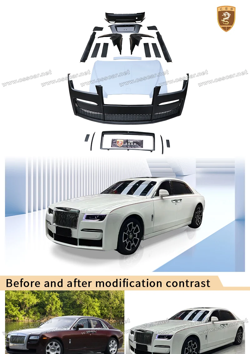 FRP Material Modification Body Kit Car Front Rear Bumper Guard Side Skirt For Rolls Royce Ghost Old Upgrade New 4th Versions