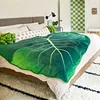 1pc Flannel Blanket, Leaf Shaped Green Leaf Blanket, HD Digital Printed Blanket, Warm Cozy Padded Blanket For Sofa, Bed, Couch 2