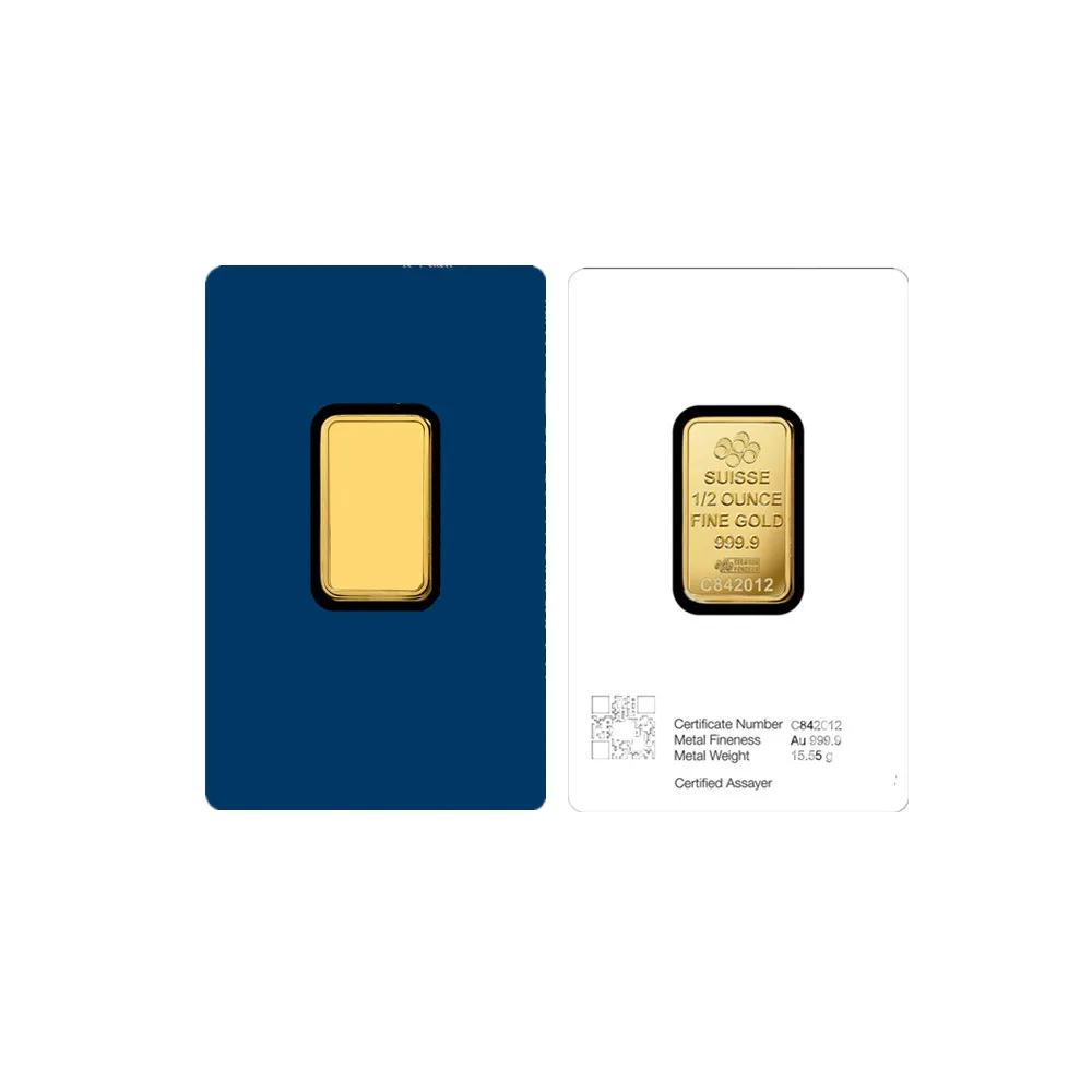 Barra de oro de 1/2 oz, núcleo de latón chapado en oro de 24 quilates, manualidades, regalos navideños, decoración, número de serie independiente