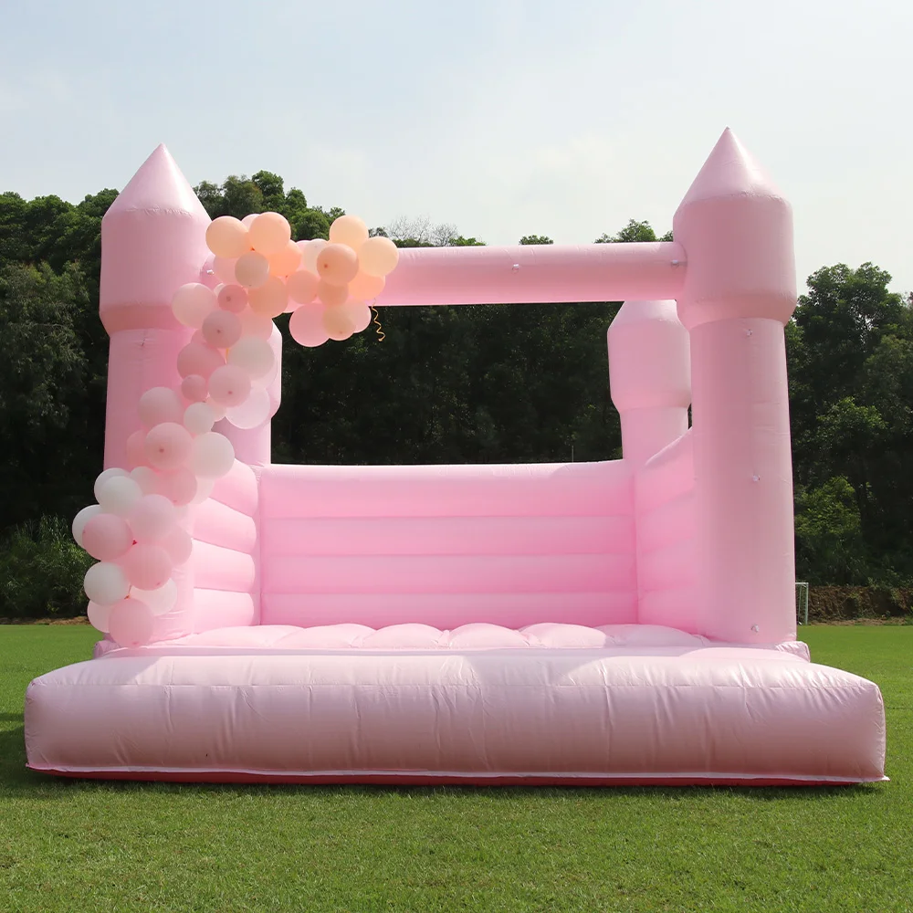 Commercial PVC Bouncy Castle for Kids, Pink Inflatable House, Moon Jumping Bed, Bouncer with Air Blower, Wedding Party, 13ft