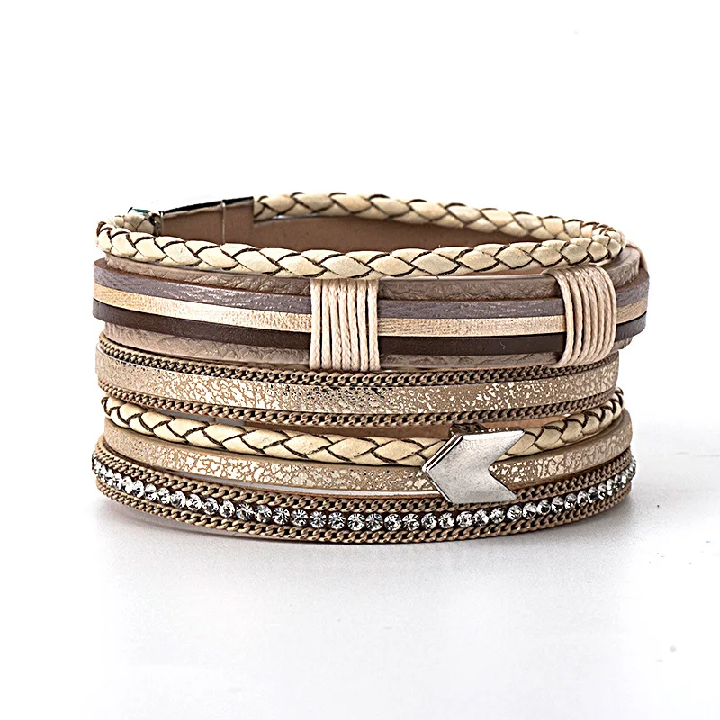 Leather Bracelet Fashion Handma Bohemian Multi-layer Woven for Women