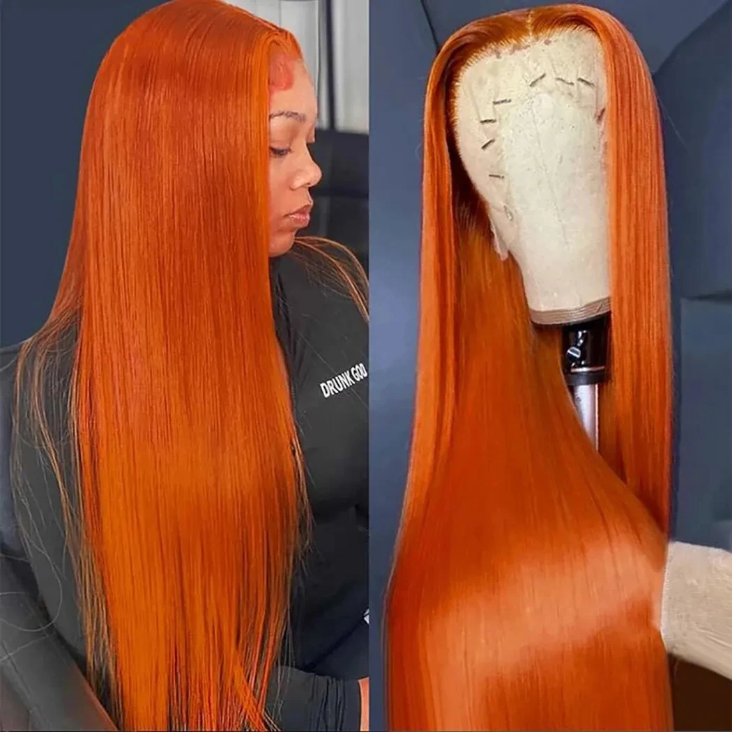 

Ginger Orange 13x4 HD Lace Front Wigs Colored Preplucked Wig 13x6 Lace Frontal Body Wave Wigs Glueless Ginger Human Hair Wigs