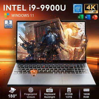 Windows 11 15.6" Ultra Slim Portable Laptop intel Core  i9-9900U 16GB RAM 1TB 2TB SSD Fingerprint Office Gaming Laptop PC 1
