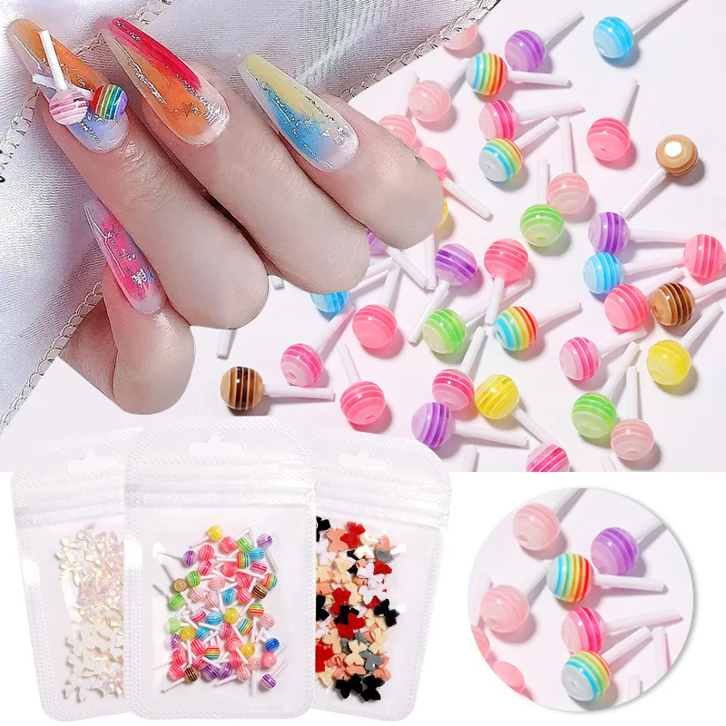 50pcs Rhinestone Nails Art Accessories Kawaii 8 Colors 6*6mm Manicure