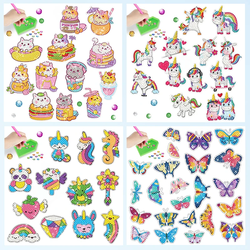Diamond Sticker DIY Art Mosaic Painting Stickers Cute Cartoon Pattern For Kids Gift Rewards Home Decor