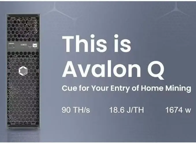 New Canaan Avalon Q 90TH/s BTC Miner 1674W 18.6J/TH Home Quite Miner with Original US Power Cord