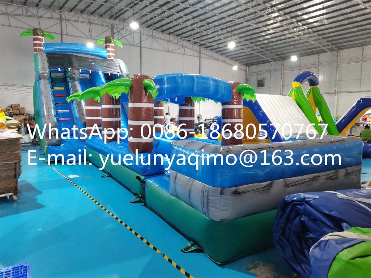 

Manufacturers sell outdoor large jungle inflatable pool slide castle trampoline combination YLY-129