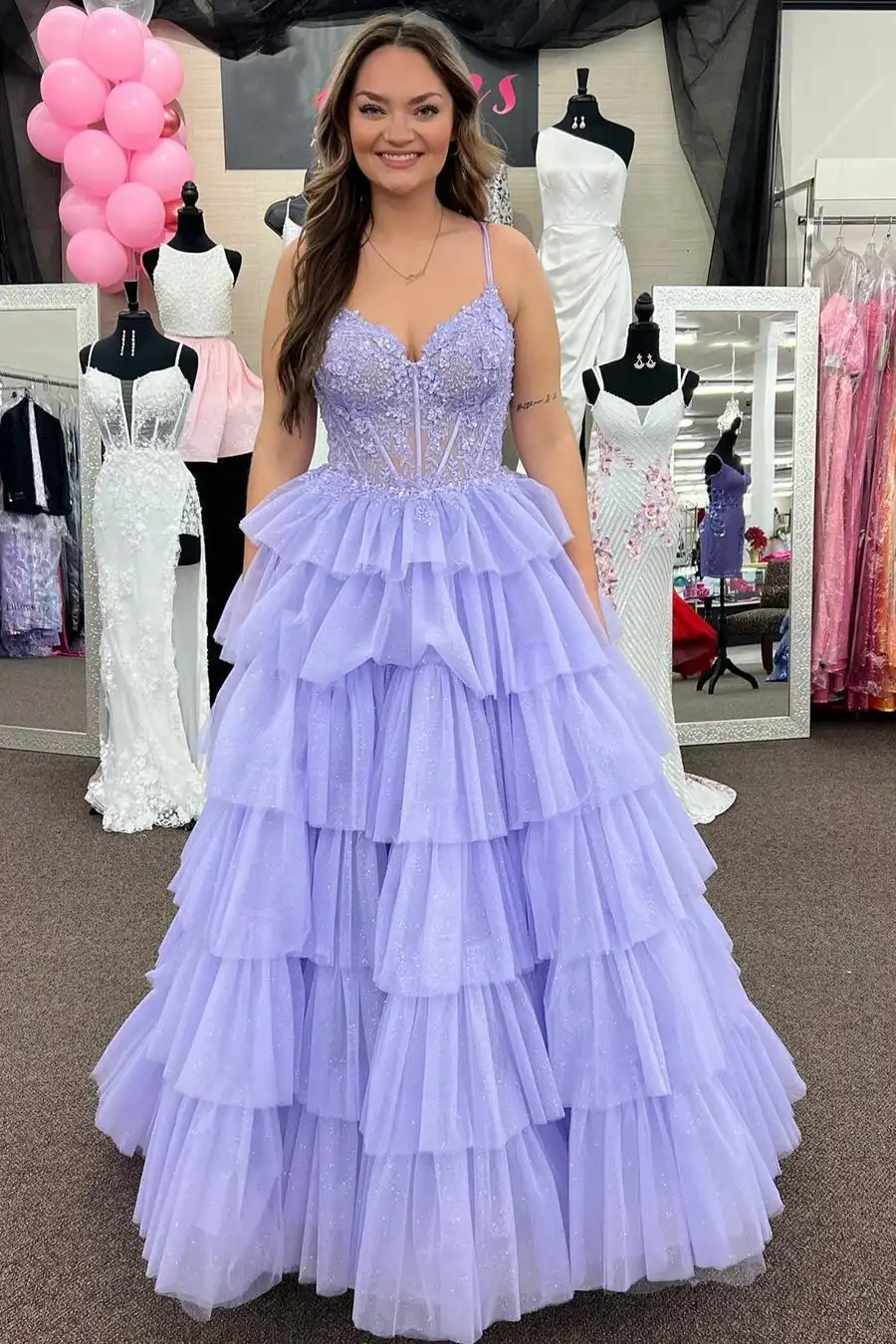 

Sweetheart Tulle Tiered Prom Dress Sweet Corset Applique A Line Long Party Ball Gown Elegant Formal Evening Dresses 2024 Summer