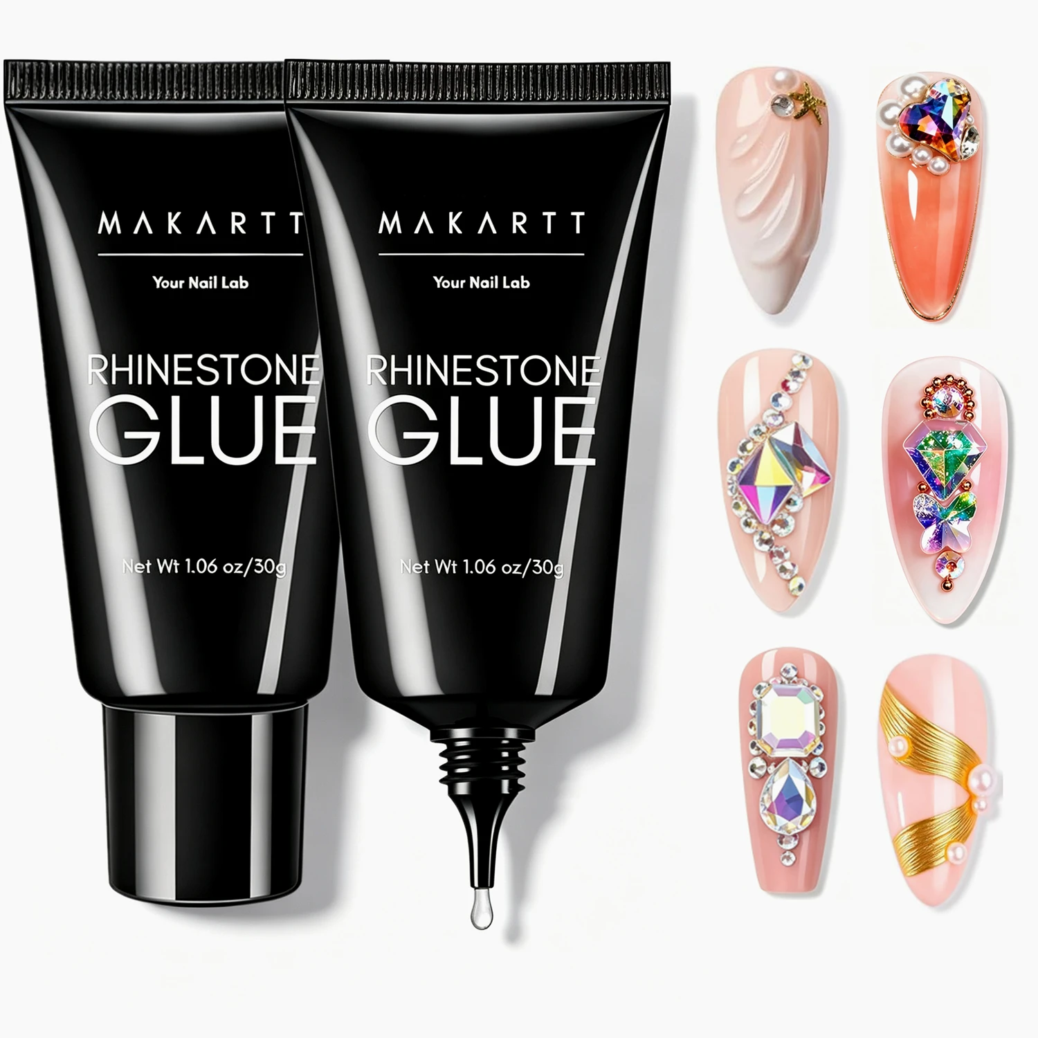 Makartt Strass-Kleber für Nägel 3D Nagelgel-Modellierung - Superstarker Klebstoff für Charms, Edelsteine, Kristalle, DIY-Maniküre & Salon