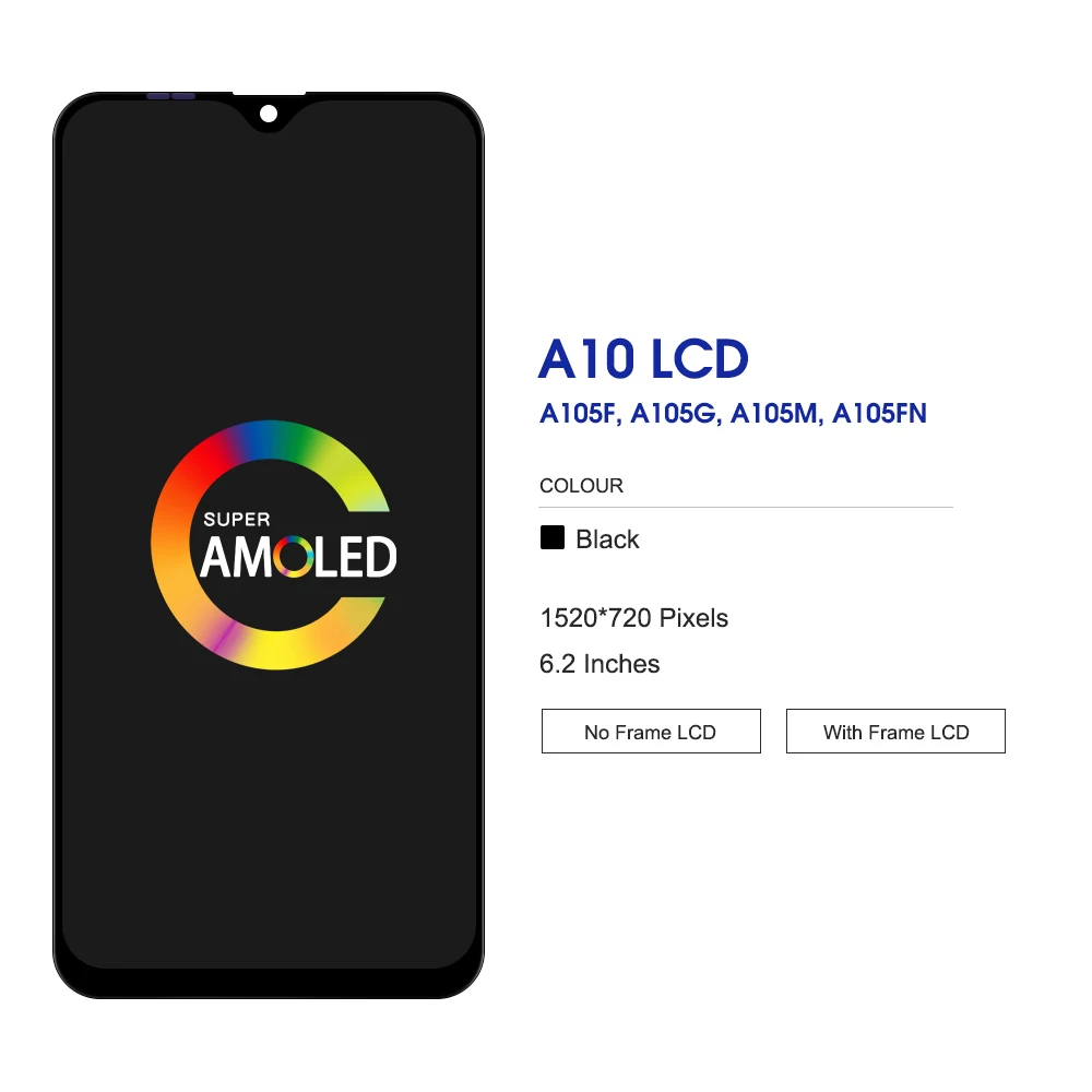 100% 삼성 A10 A105 LCD 디스플레이 터치 스크린 디지타이저 어셈블리 테스트 삼성 A105/DS A105F A105FD lcd 프레임