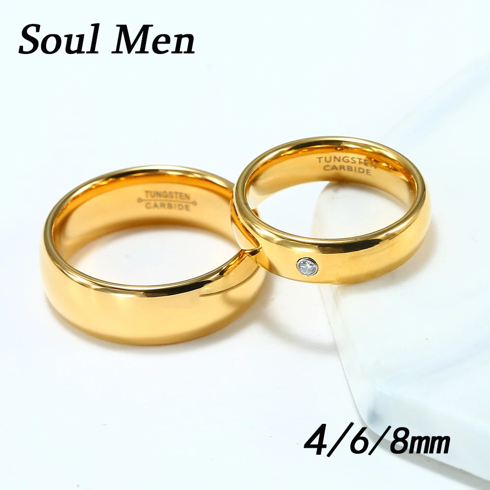 Classic Tungsten Carbide Rings Glod Color 4/6/8mm For Women
