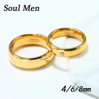 Classic Tungsten Carbide Rings Glod Color 4/6/8mm For Women Men Couple Wedding Bands Zirconia Engagement Christmas Gift  Jewelry 1