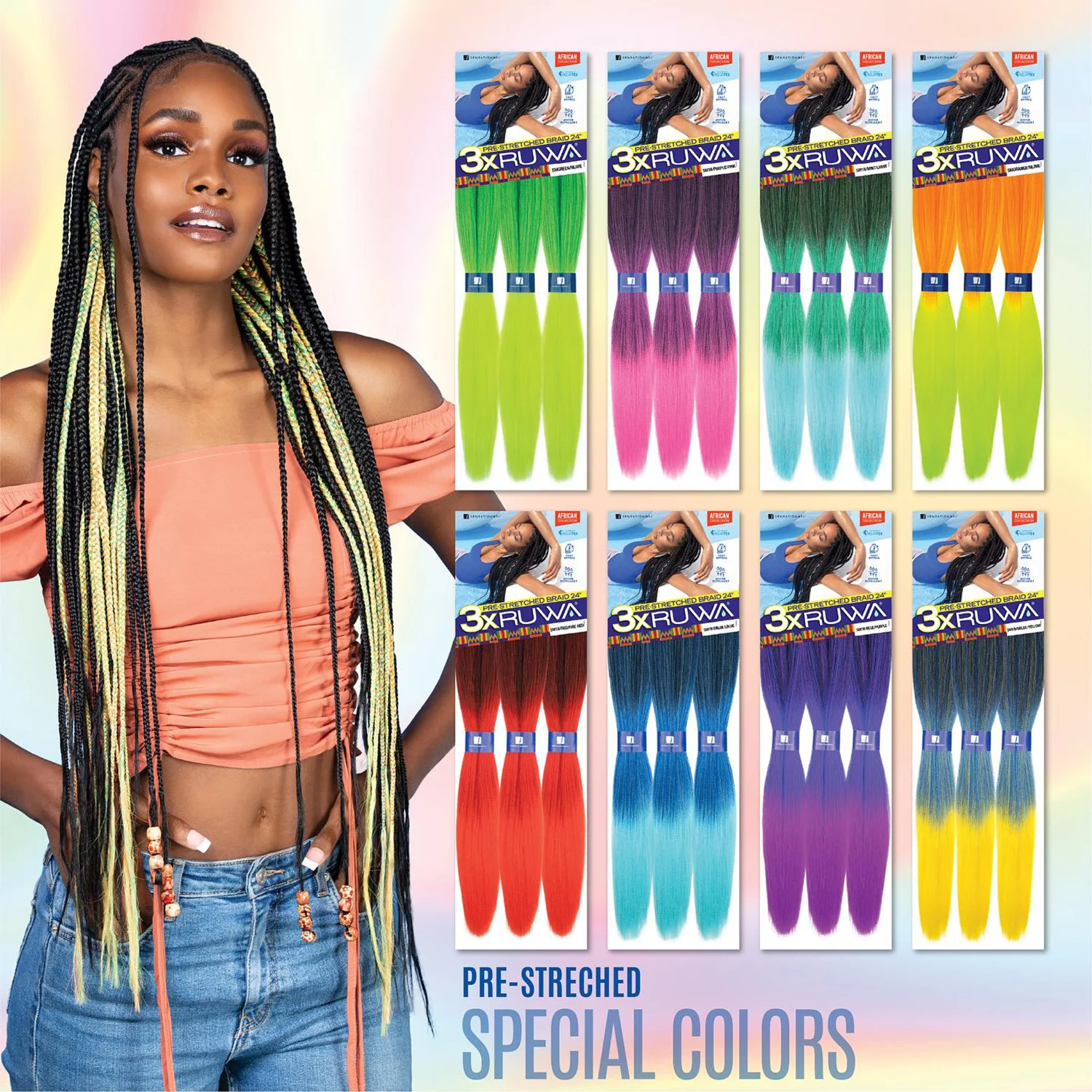 Sensationnel XPRESSION 3X Ruwa Synthetic Hair Braids Pre-Stretched Braid 24" - Lightweight, Easy to Install 3