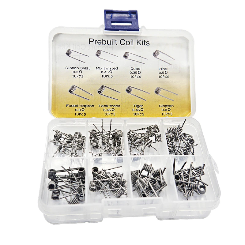 

BMTD 80Pcs Prebuilt Coils 0.3 0.35 0.45 0.5 0.8 Premade Coil Set 3mm Heating Wire for RDA, RBA, RDTA Hobby Use Fused Clapton Coi