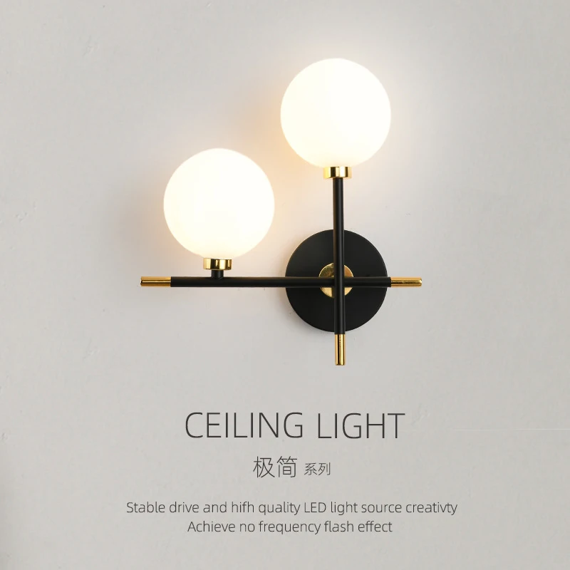 

Modern Wall Lamp Glass Ball Lampshade LED Gold Living Room Bedroom Interior Lighting Sconce Nordic Luminaire Light Home Decor