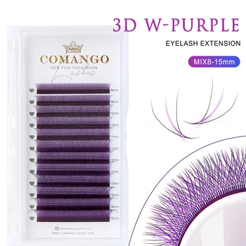 CoMango Colored 3d W Shaped Eyelashes Extension Purple Brown Blue Colored Eyelash Individual Super Soft Lash Ombre False Lash 1