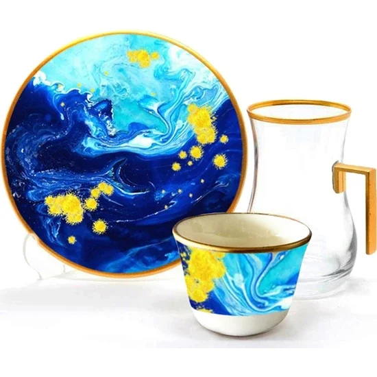 

Чайный сервиз Toygar Drop Handle Efe, 6 + 6 ночных чайных комплектов Toygar Drop Handle Efe 6 + 6 ночей, изделия изготовлены из фарфора первого класса.