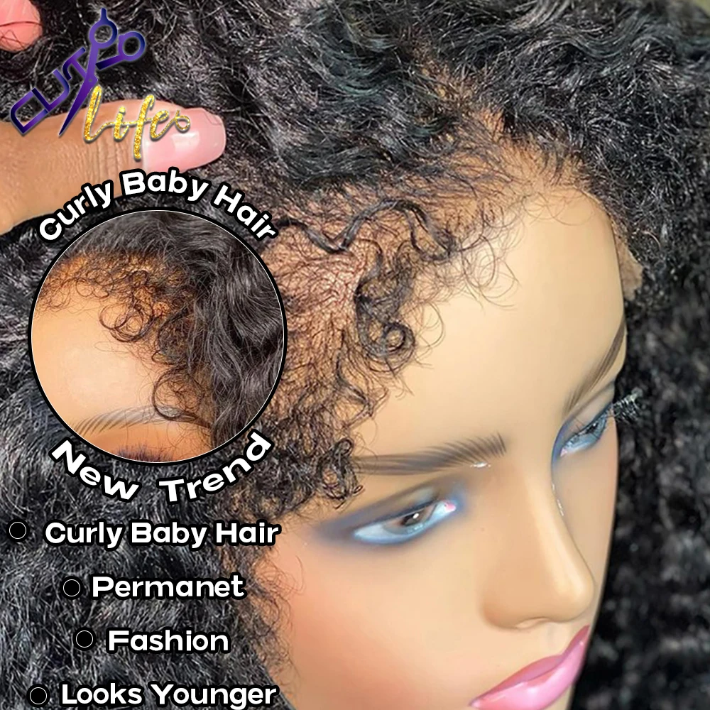 Loose Deep Curly 13X4 Lace Front Wig Curly Edges Wigs For Women PrePlucked With Baby Hair Frontal 13x6 Lace Frontal Wigs