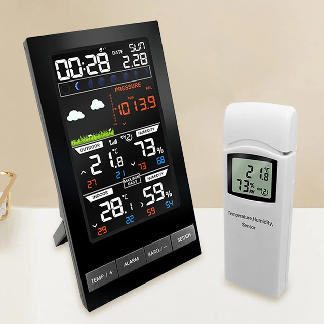 Weather Station Smart Wireless Indoor Outdoor Sensor Hygrometer Pressure Mmhg  Barometer Alarm Clock Weather Forecast - Thermometer Hygrometer - AliExpress