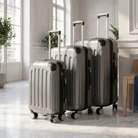 Ensemble de bagages Superaly 3 pièces avec 4 roues et serrure à combinaison, ensemble de valises, valise rigide en ABS, poignée télescopique S-M-L, gris foncé 1