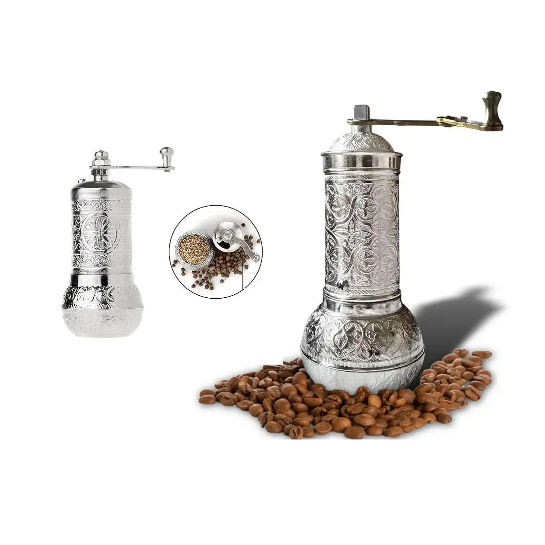 

Handmade Antique Pepper Mill and Coffee Mill in One, Antique Coffee Mill, Qualified Refillable Turkish Style Mill, Adjustable Mi