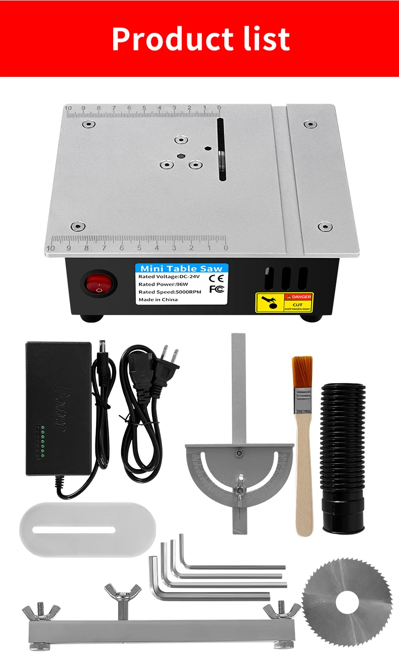 Scie de table mini 96W DC24V – Haute puissance, 7 vitesses réglables, lame 63 mm pour découpe DIY Abeddc536465a41c8b6b555b4b3c9b5afd