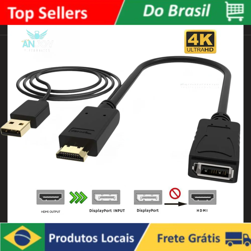 Adaptador HDMI Para Displayport, 4K, ADT-075