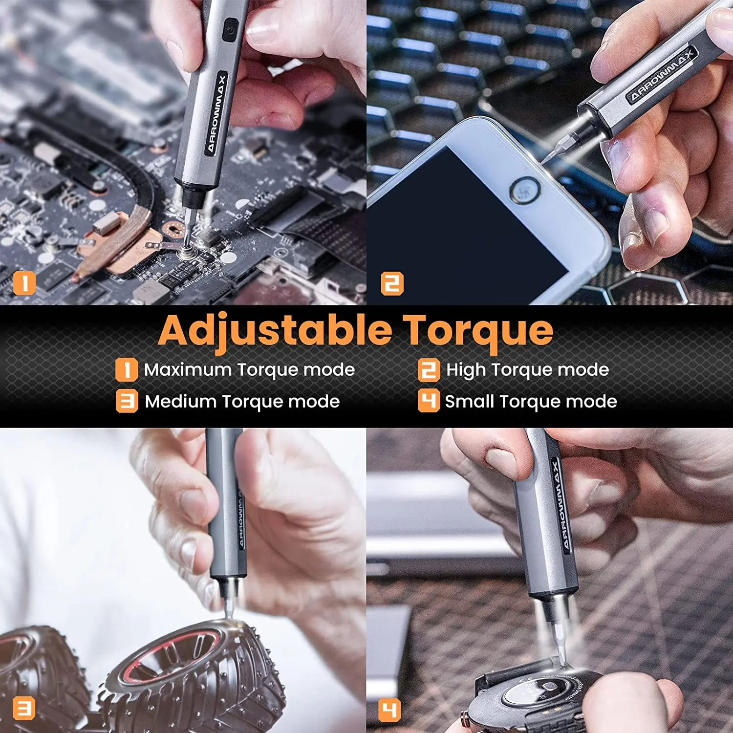 Фото Набор электрических отверток с 34 магнитными насадками (SES), 4 передачи, крутящий момент, OLED-дисплей, перезаряжаемая портативная аккумуляторная отвертка №5