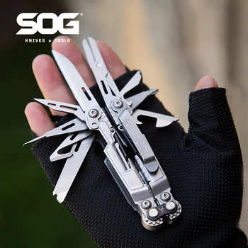 SOG PowerPint 18-in-1 Tactical Multi-Tool with Folding Pliers & Knife - Compact EDC Gear for Outdoor Camping, Survival & Hiking 1
