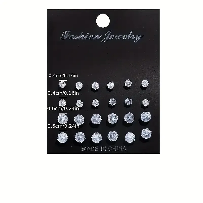 12 Pairs Zircon Stud Earrings Set - Exquisite Comfortable & Versatile Ear Jewelry for Daily Wear & Gifting 6