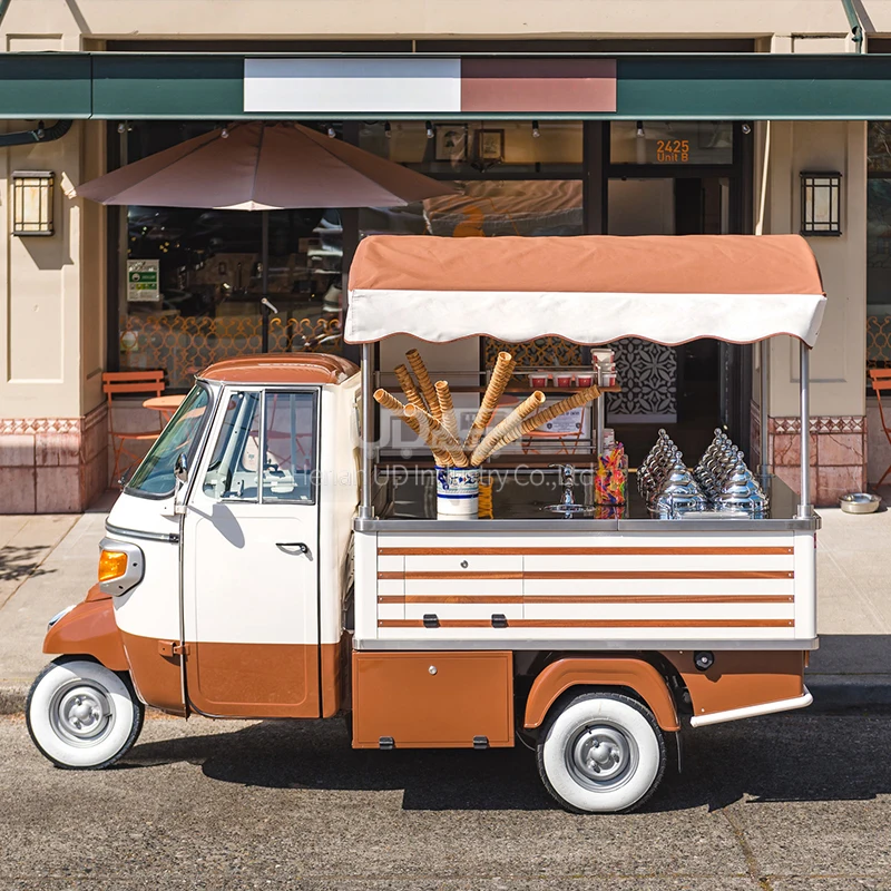 Mobile Beer Bar Ice Cream Hot Dog Cart Tuk Tuk Triciclo Food Cart Piaggio Ape Food Truck Con Cucina Completa