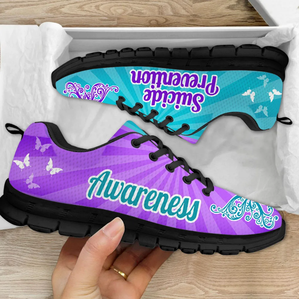 

INSTANTARTS Autumn Comfort Sneakers Autism Awareness Aids Butterflies Design Lightweight Lace-up Flat Shoes Classic Sport Shoes
