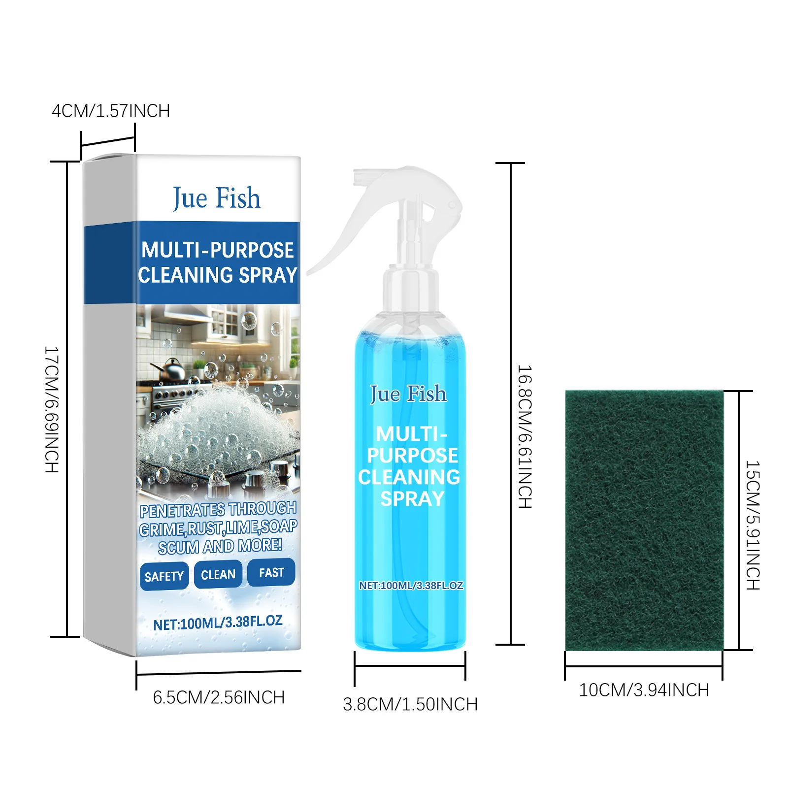 Jue-Fish 100ml Heavy Oil Foam Spray Stove Oven Oil Cleaning Stain Grease Remover Kitchenware Bubble Kitchen Degreasing Cleaner