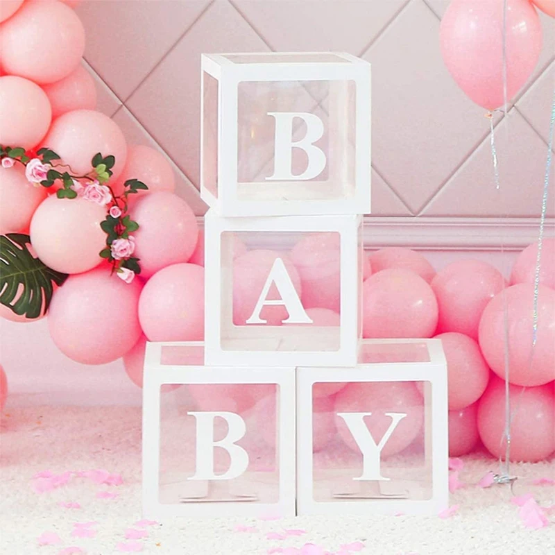 Cajas de Regalo DIY con letras L O V E, Cubo de globos para Baby Shower,  decoración de fiesta de cumpleaños, celebración de boda, 4 piezas -  AliExpress