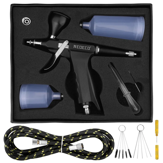 SAGUD Airbrush Kit Gravity Air Brush Gun with Nozzle Cap Connector  Accessories Professional Airbrush for Nails Model Painting