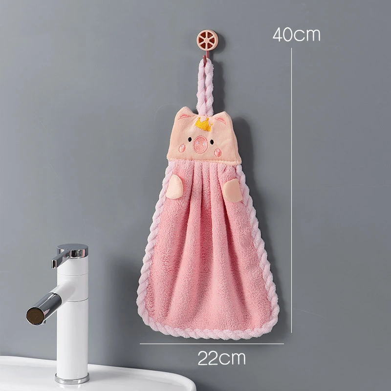 4pcs Mixed Color Cute Pig Shaped Hanging/ Absorbent/ Multi-purpose Hand  Towels For Kitchen & Children